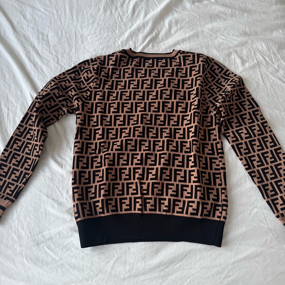 FF Logo Knit Sweater Brown & Black | Size IT 46 (US M) - Picture 3 of 4